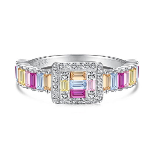[Aura Jewelry]Exquisite Colorful Radiant Cut Party Ring