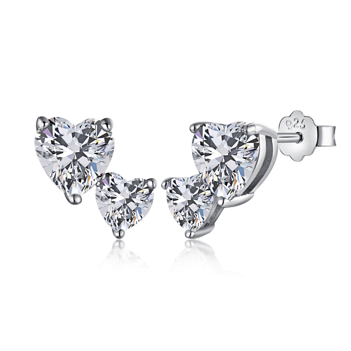 [Aura Jewelry]Double Heart-Shape Classic Princess Style Earrings