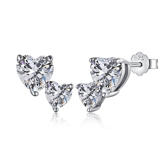 [Aura Jewelry]Double Heart-Shape Classic Princess Style Earrings