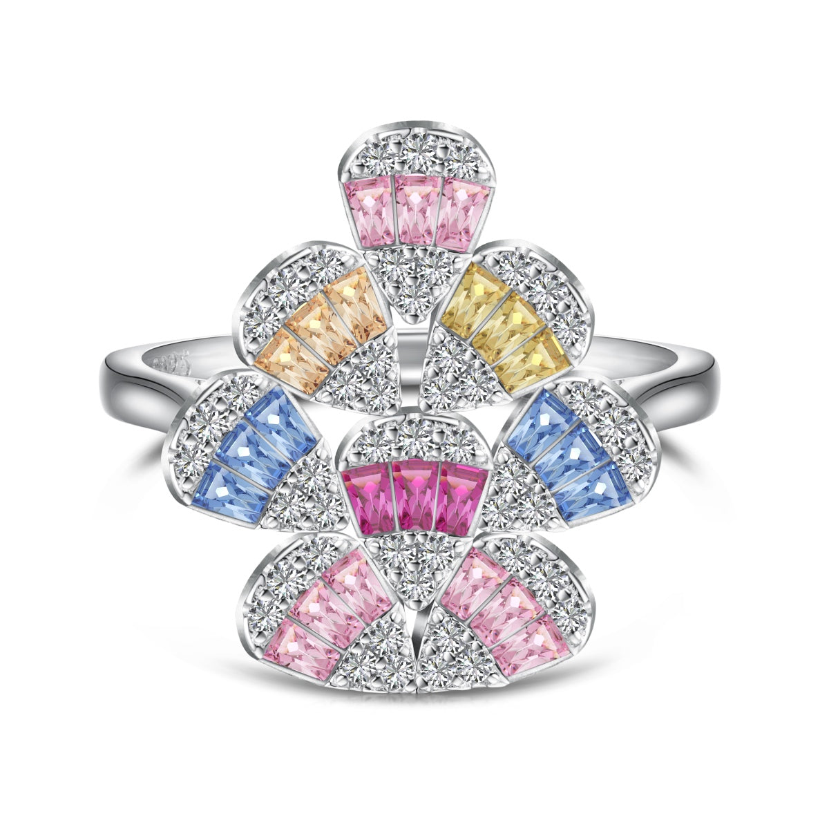 [Aura Jewelry]Sparkling Colorful Water Drop Shape Daily Ring