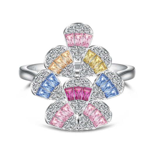 [Aura Jewelry]Sparkling Colorful Water Drop Shape Daily Ring