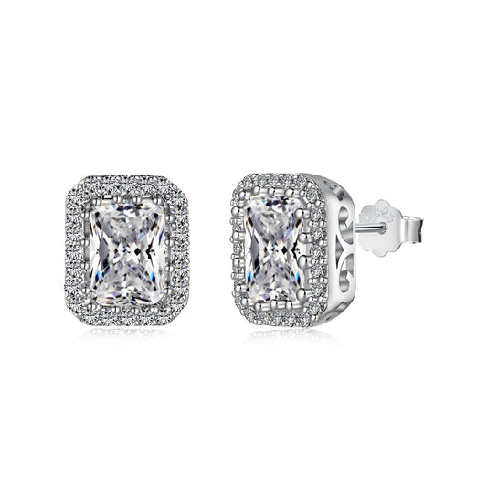[Aura Jewelry]1.0 Carat Luxurious Dainty Emerald Cut Daily Earrings