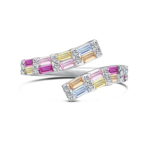 [Aura Jewelry]Charming Colorful Radiant Cut Adjustable Daily Ring