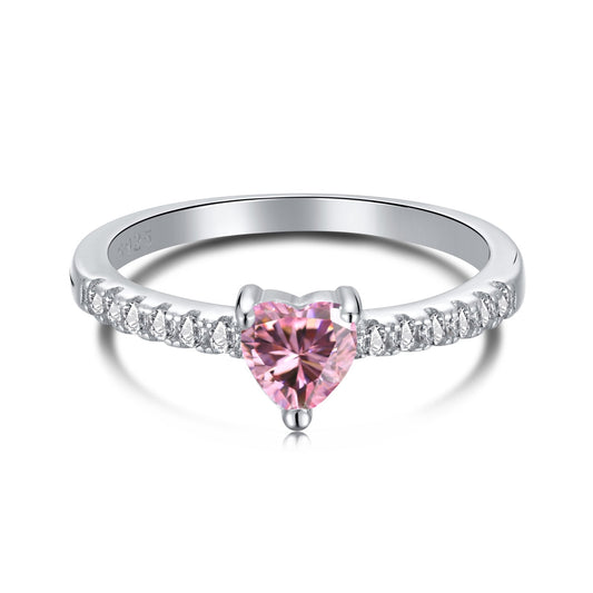 [Aura Jewelry]0.5 Carat CaratEternity Charming Heart Shape Lover Ring