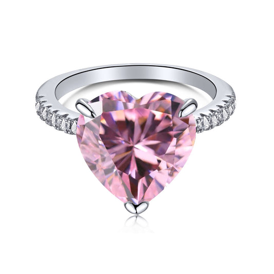 [Aura Jewelry]6.0 Carat Luxurious Sparkling Romantic Heart Cut Lover Ring