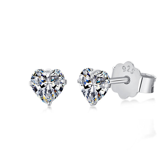 [Aura Jewelry]Sparkling Heart Shaped Simple Earrings