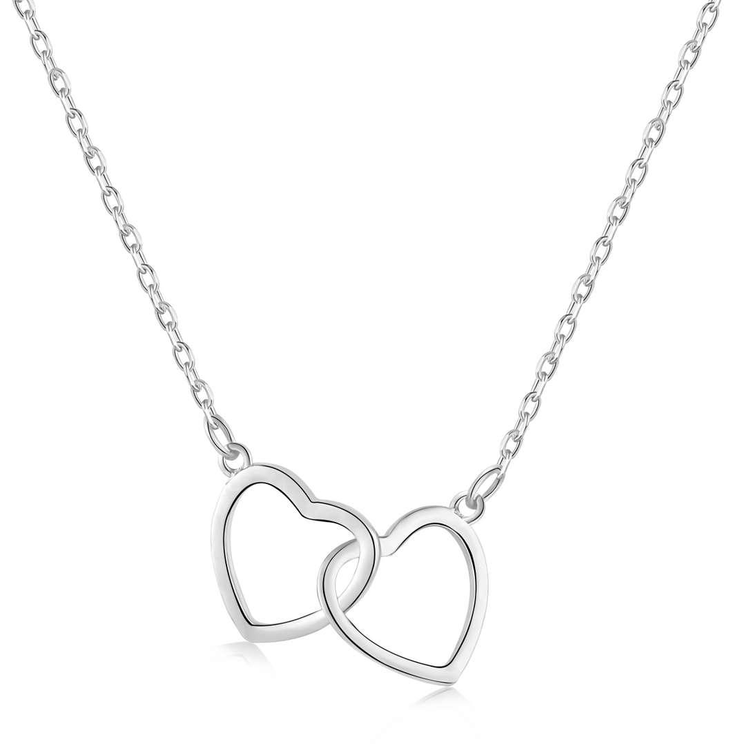 [Aura Jewelry]Sterling Silver Love Double Ring Necklace