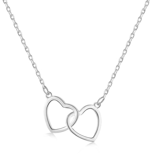[Aura Jewelry]Sterling Silver Love Double Ring Necklace