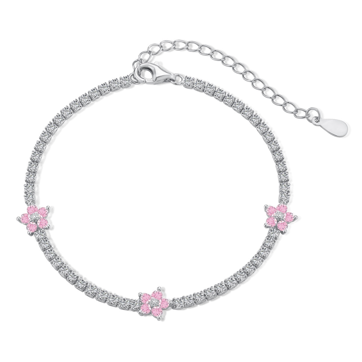 [Aura Jewelry]Sparkling Flower Shape Tennis Bracelet