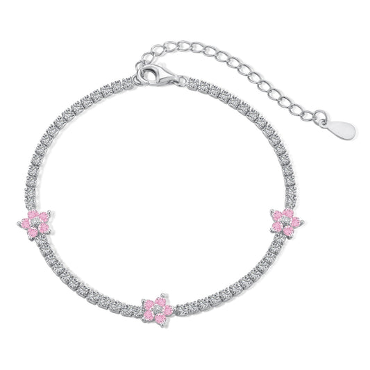 [Aura Jewelry]Sparkling Flower Shape Tennis Bracelet