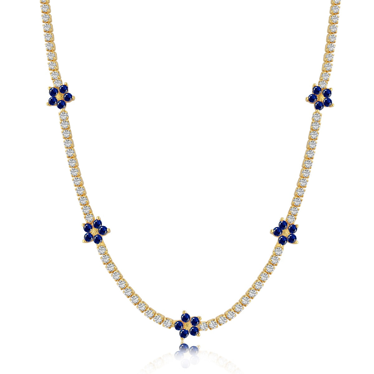 [Aura Jewelry]Luxurious Colorful Flower Tennis Necklace