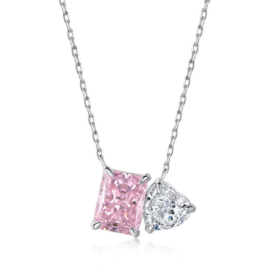 [Aura Jewelry]Dazzling Square & Heart Shape Necklace