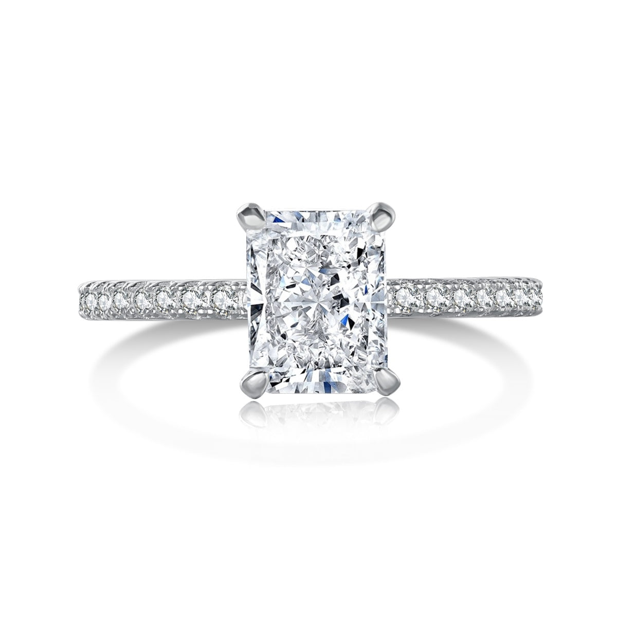 [Aura Jewelry]2.0 Carat Dazzling Sparkling Radiant Cut Party Ring