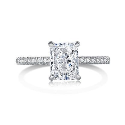 [Aura Jewelry]2.0 Carat Dazzling Sparkling Radiant Cut Party Ring