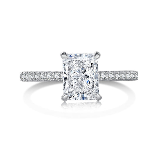 [Aura Jewelry]2.0 Carat Dazzling Sparkling Radiant Cut Party Ring