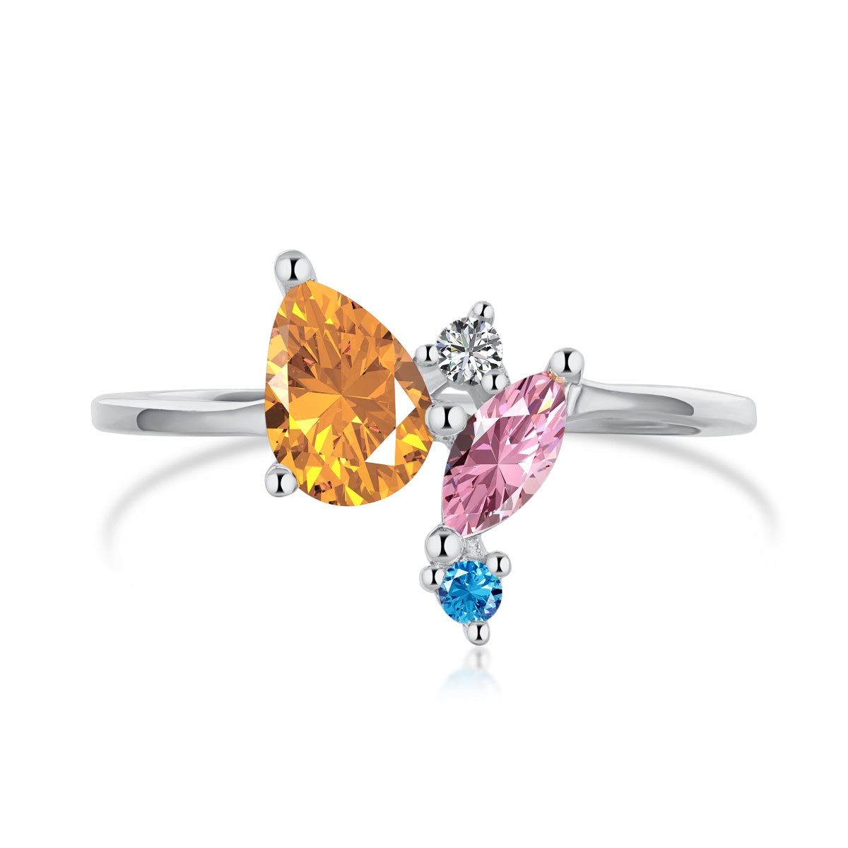 [Aura Jewelry]Radiant Colorful Multi Cut Daily Ring