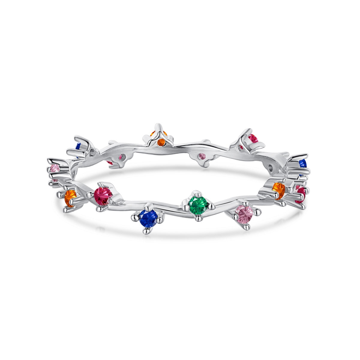 [Aura Jewelry]Radiant Colorful Round Cut Daily Ring