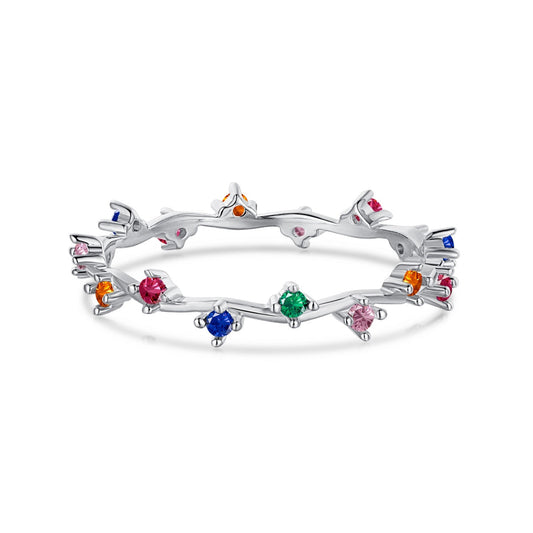 [Aura Jewelry]Radiant Colorful Round Cut Daily Ring