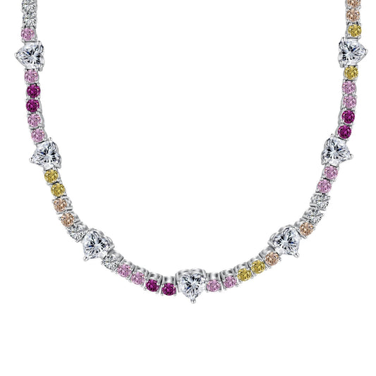 [Aura Jewelry]Delicate Colorful Rainbow Tennis Chain