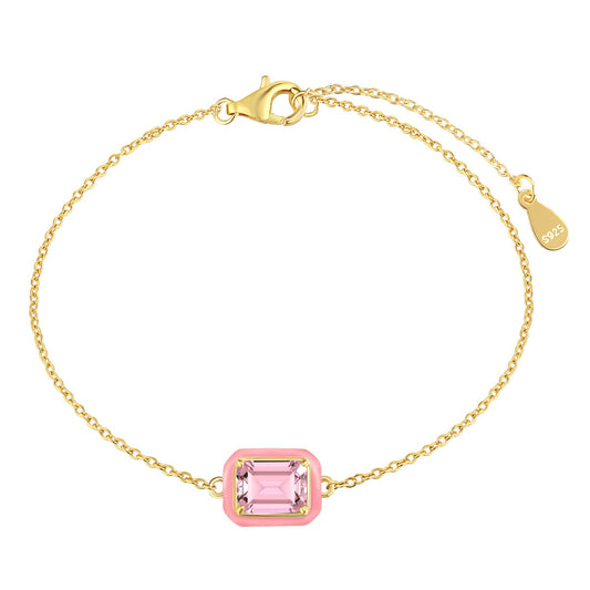 [Aura Jewelry]2.0 Carat Sparkling Colorful Emerald Cut Daily Bracelet