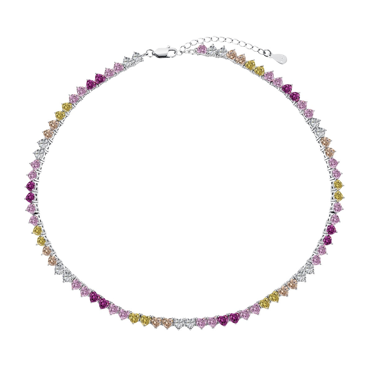 [Aura Jewelry]Sparkling Colorful Full Heart Tennis Necklace