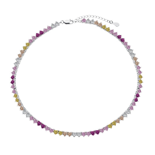 [Aura Jewelry]Sparkling Colorful Full Heart Tennis Necklace