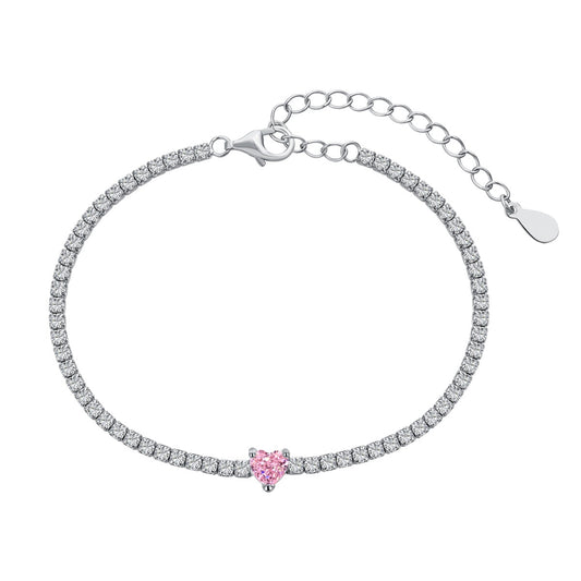 [Aura Jewelry]0.5 Carat Elegant Romantic Heart Shape Lover Bracelet