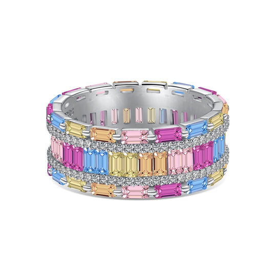 [Aura Jewelry]Dazzling Colorful Radiant Cut Party Ring