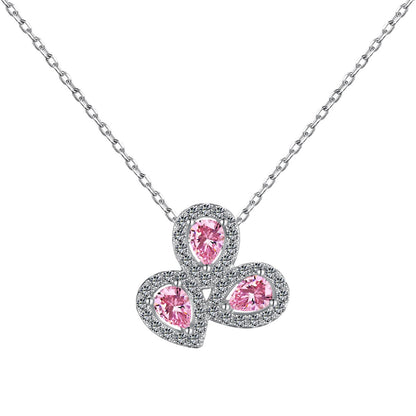 [Aura Jewelry]Elegant Flower Shape Pear Cut Necklace