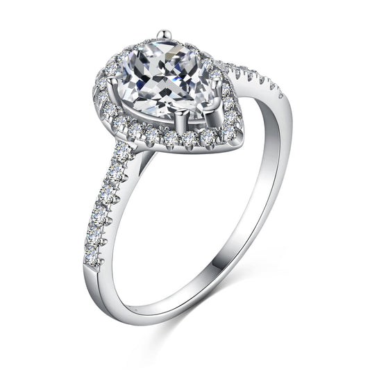 [Aura Jewelry]1.0 Carat Luxurious Resplendent Water Drop Shape Wedding Ring