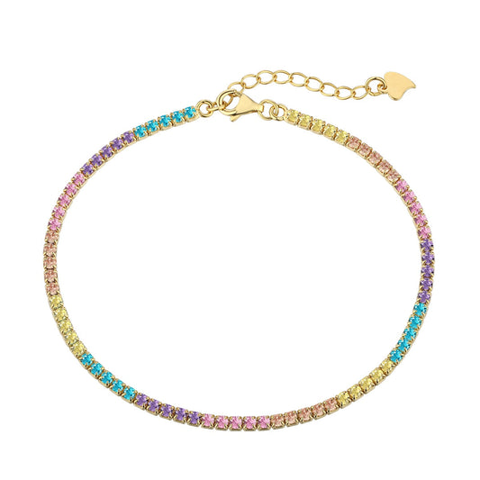 [Aura Jewelry]Dazzling Colorful Round Cut Daily Bracelet