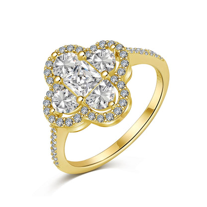[Aura Jewelry]Luxurious Eternity Flower Shape Banquet Ring
