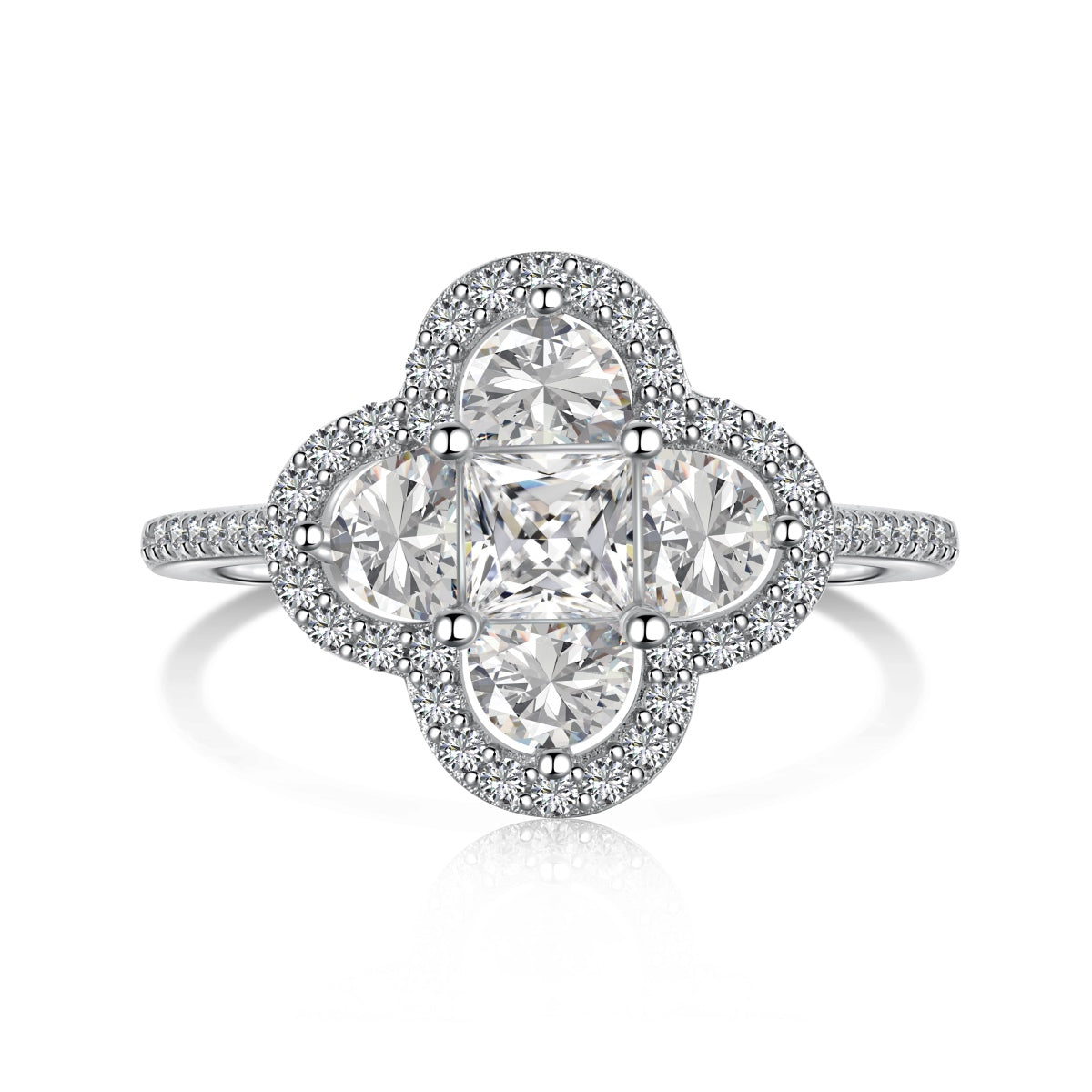 [Aura Jewelry]Luxurious Eternity Flower Shape Banquet Ring