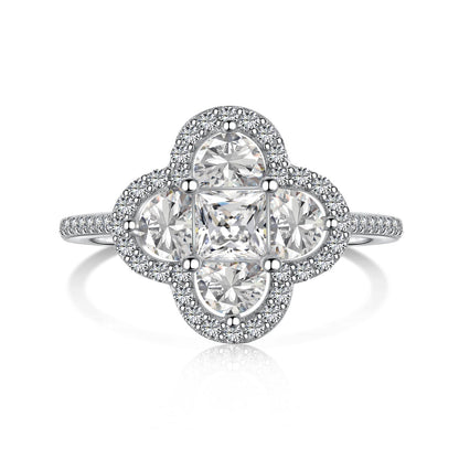 [Aura Jewelry]Luxurious Eternity Flower Shape Banquet Ring