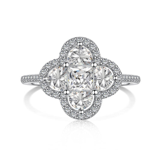 [Aura Jewelry]Luxurious Eternity Flower Shape Banquet Ring