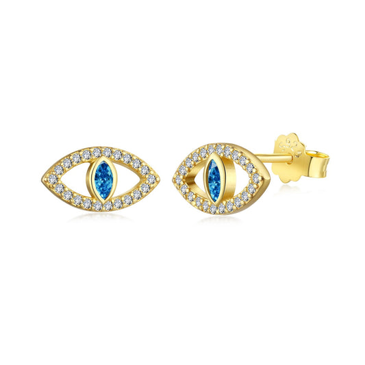[Aura Jewelry]Blue Devil Eyes Hollow Stud Earrings
