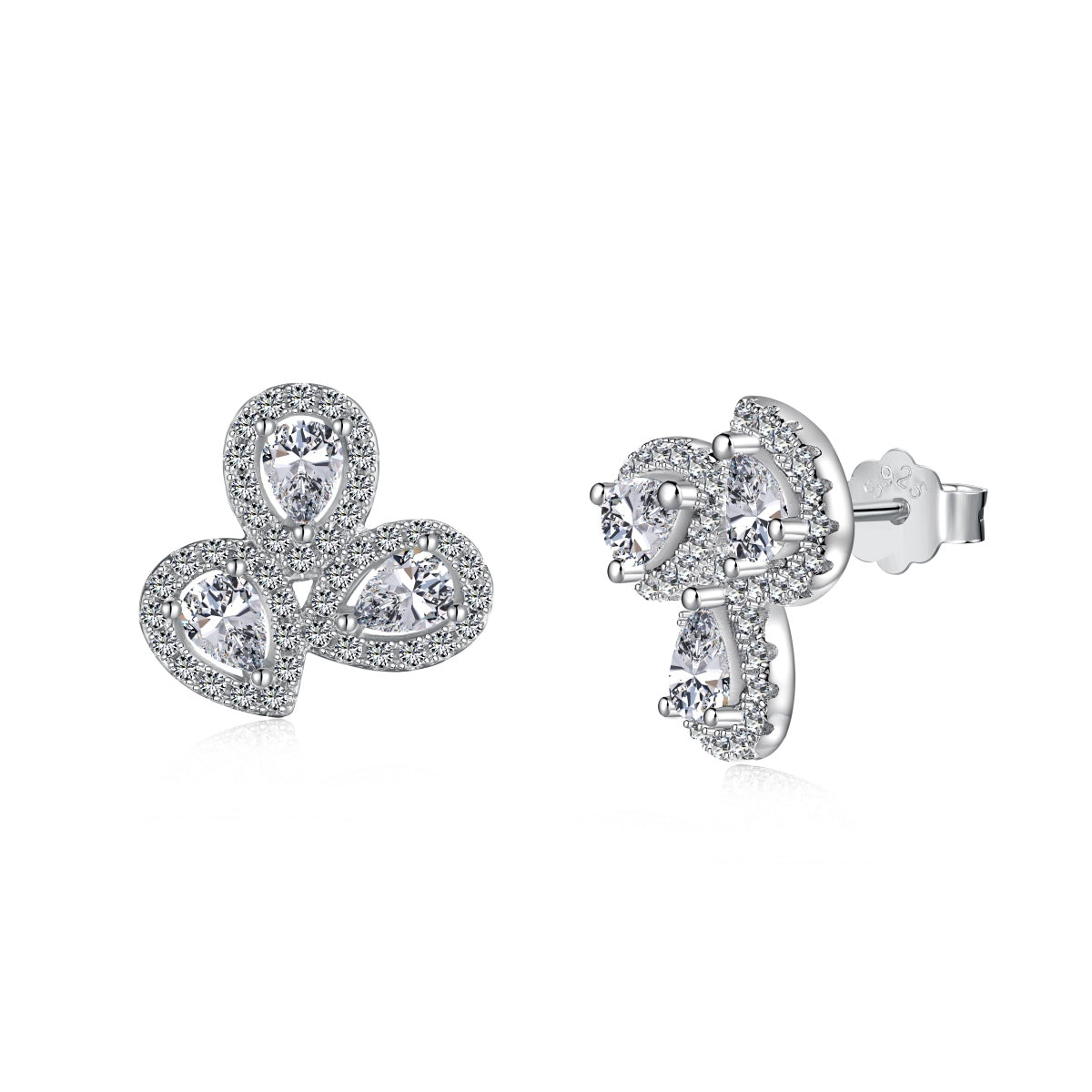 [Aura Jewelry]Ornate Flower Shape Pear Cut Lover Earrings