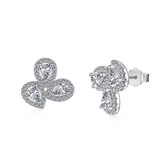 [Aura Jewelry]Ornate Flower Shape Pear Cut Lover Earrings