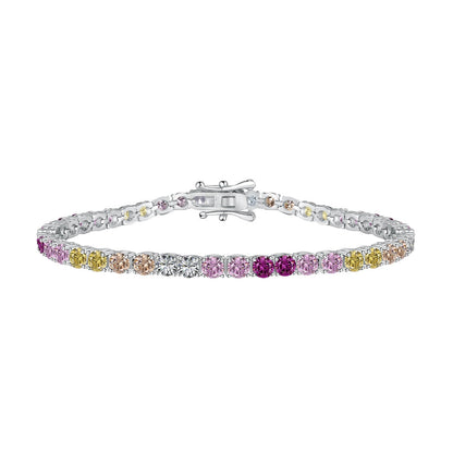 [Aura Jewelry]Radiant Colorful Round Cut Tennis Bracelet