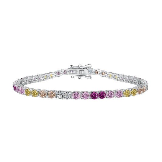 [Aura Jewelry]Radiant Colorful Round Cut Tennis Bracelet