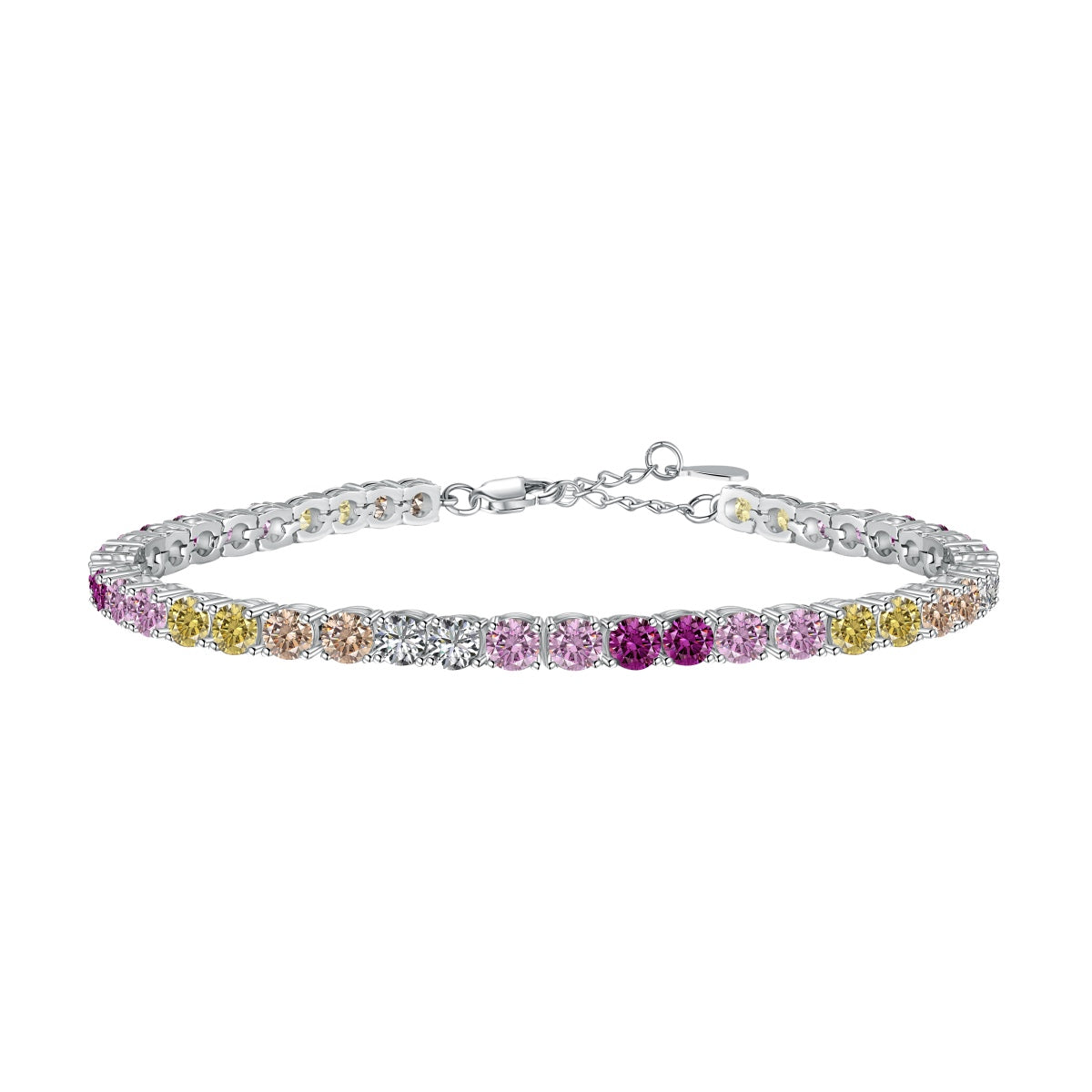 [Aura Jewelry]Radiant Colorful Round Cut Tennis Bracelet