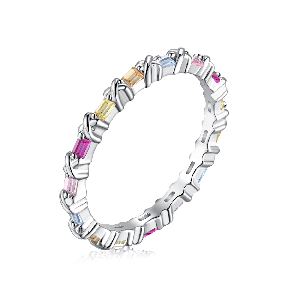 [Aura Jewelry]Charming Colorful Round Cut Daily Ring