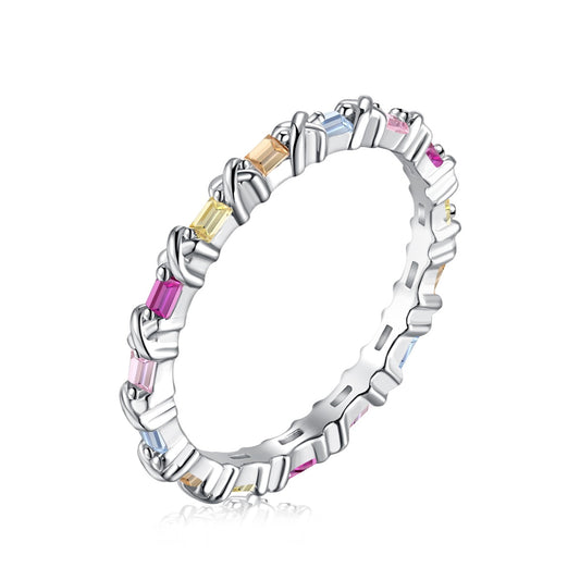 [Aura Jewelry]Charming Colorful Round Cut Daily Ring