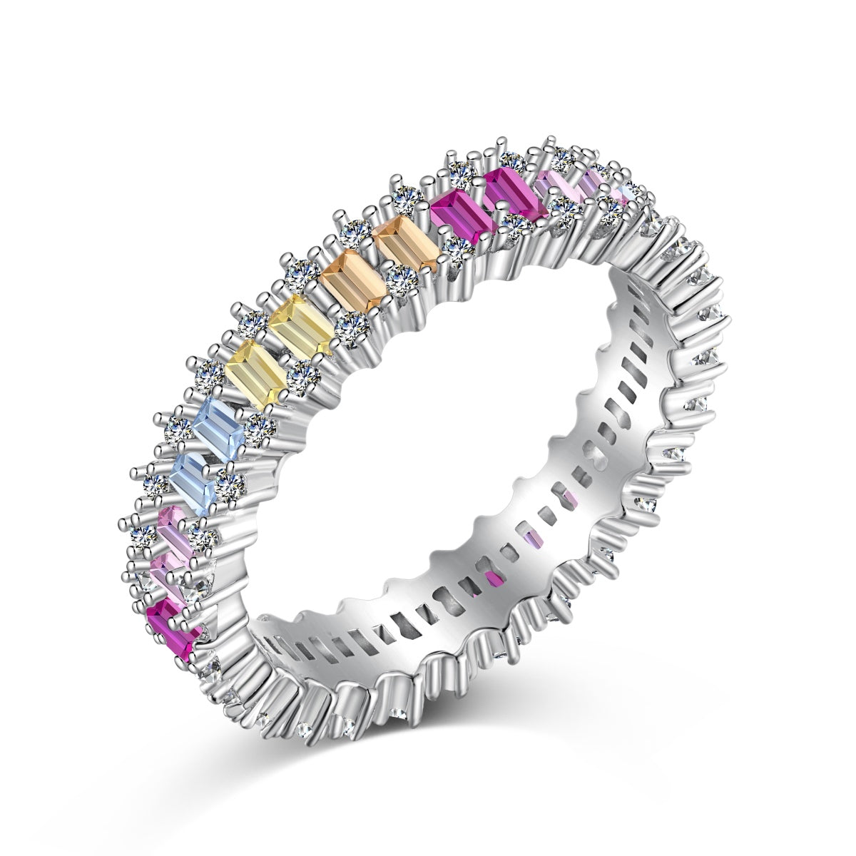[Aura Jewelry]Splashy Ornate Emerald Cut Cocktail Ring