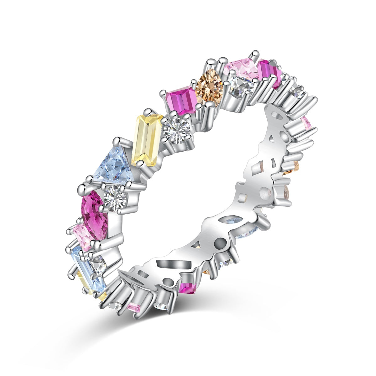 [Aura Jewelry]Dazzling Polychromatic Multi cut Daily Ring
