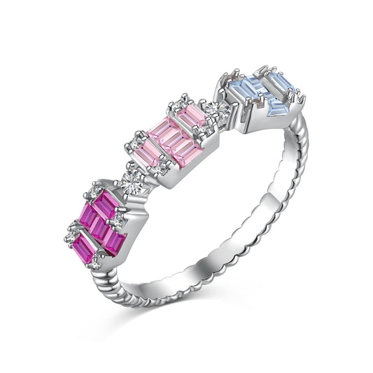 [Aura Jewelry]Unique Colorful Emerald Cut Party Ring