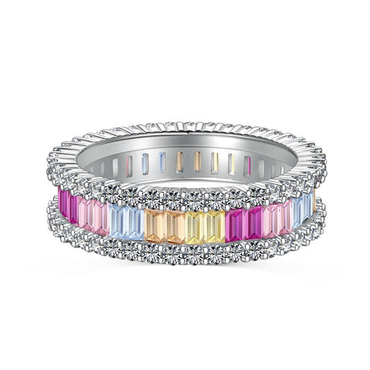 [Aura Jewelry]Dainty Kaleidoscopic Emerald Cut Daily Ring