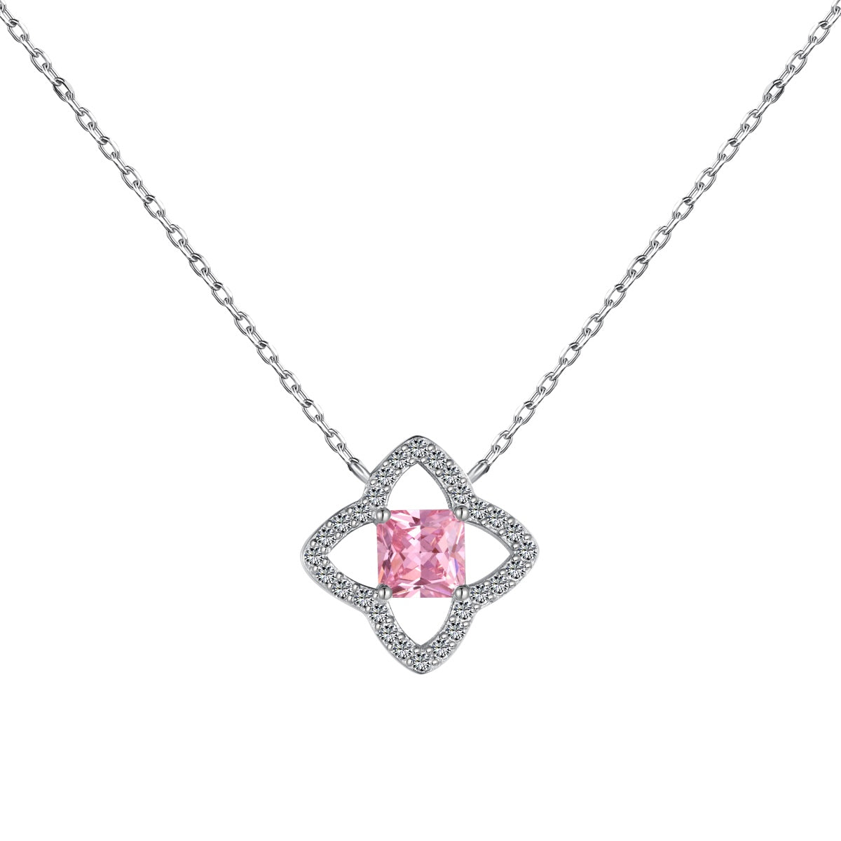 [Aura Jewelry]Exquisite Flower Shape Princess Cut Necklace