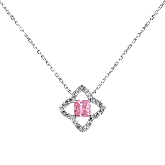 [Aura Jewelry]Exquisite Flower Shape Princess Cut Necklace