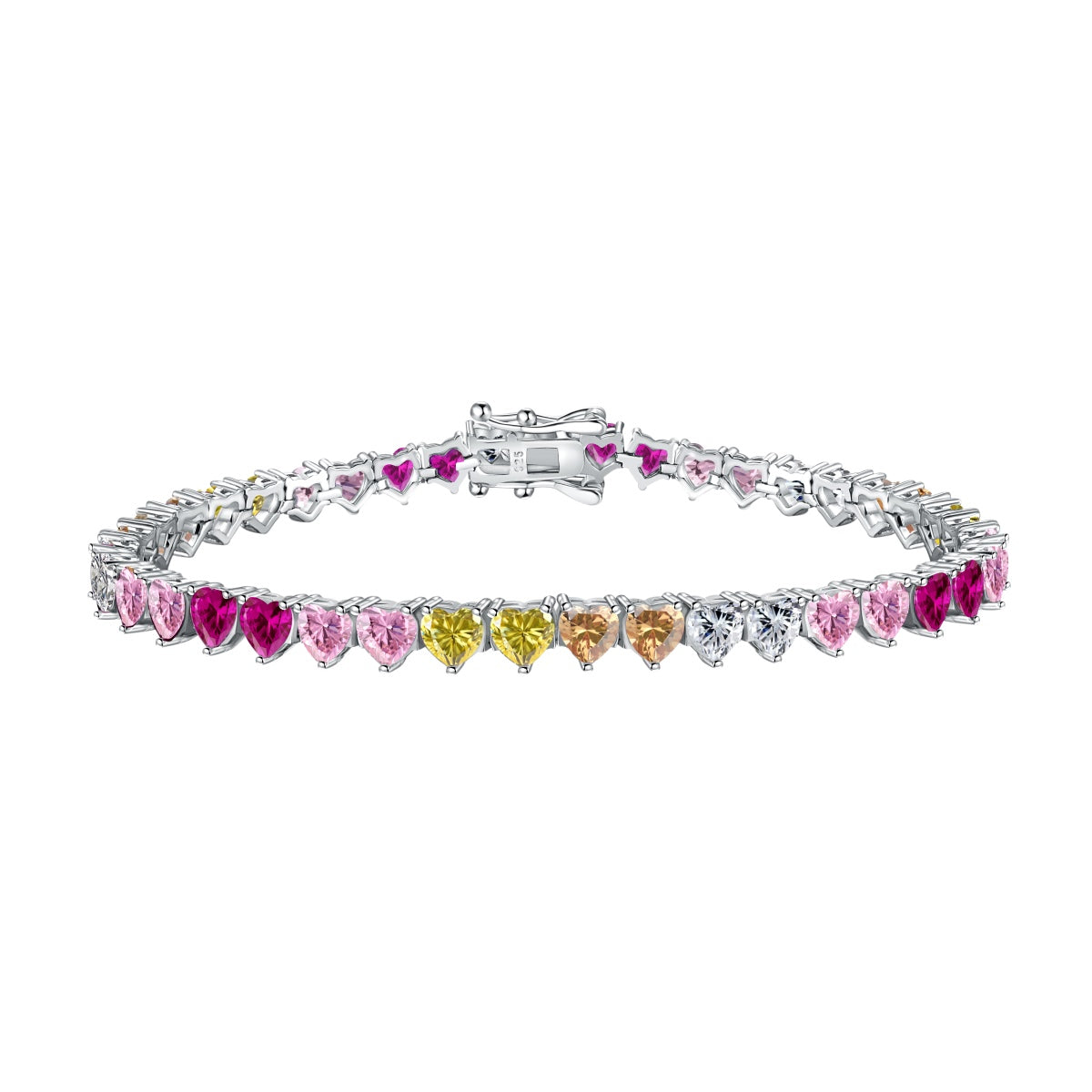 [Aura Jewelry]Luxurious Colorful Romantic Heart Shape Lover Bracelet